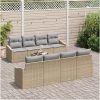 9 Delar Trädgårdssoffset med Dynor Beige Polyrotting vidaXL 55 x 55 x 37 cm – miniatyr 3