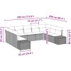 9 Delar Trädgårdssoffset med Dynor Grå Poly Rattan vidaXL 289 x 209 x 85 cm – miniatyr 12