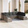 9 Delar Trädgårdssoffset med Dynor Grå Poly Rattan vidaXL 289 x 209 x 85 cm – miniatyr 1