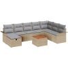 9 Delar Trädgårdssoffset med Kuddar Beige Poly Rattan vidaXL 55 x 55 x 37 cm – miniatyr 2