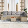 9 Delar Trädgårdssoffset med Kuddar Beige Poly Rattan vidaXL 55 x 55 x 37 cm – miniatyr 3