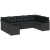 9 Delar Trädgårdssoffset med Kuddar Svart Poly Rattan vidaXL Stor – miniatyr 2