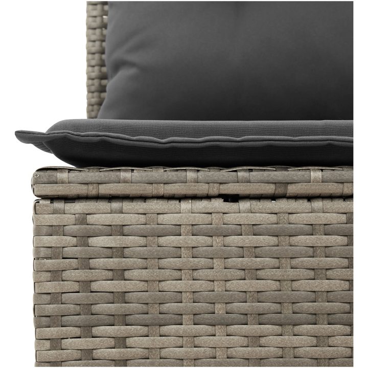 9-delars grå trädgårdsoffset med kuddar i polyrotting vidaXL Medium – bild 8