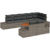 9-delars loungeset för trädgården med kuddar, grå poly-rattan och akacia vidaXL 55 x 55 x 37 cm – miniatyr 2