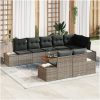 9-delars loungeset för trädgården med kuddar, grå poly-rattan och akacia vidaXL 55 x 55 x 37 cm – miniatyr 1