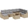 9-delars loungeset med kuddar i beige polyrotting vidaXL 100 x 55 x 73 cm – miniatyr 2
