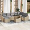 9-delars loungeset med kuddar i beige polyrotting vidaXL 100 x 55 x 73 cm – miniatyr 1