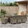 9-delars matbordset för trädgården med kuddar i grå poly rattan vidaXL 200 x 80 x 73 cm – miniatyr 4