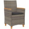 9-delars matbordset för trädgården med kuddar i grå poly rattan vidaXL 200 x 80 x 73 cm – miniatyr 6