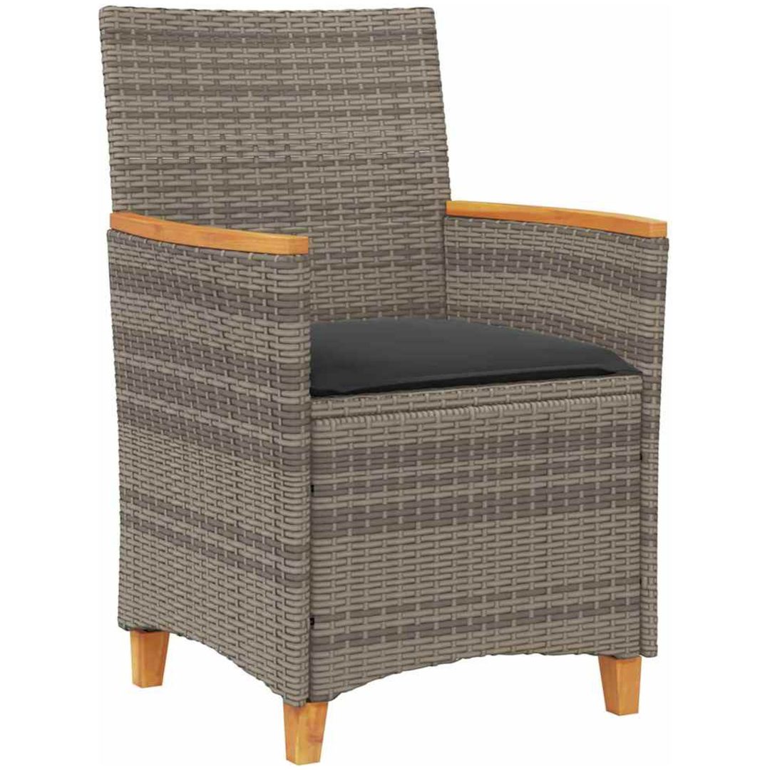 9-delars matbordset för trädgården med kuddar i grå poly rattan vidaXL 200 x 80 x 73 cm – bild 6