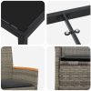 9-delars matbordset för trädgården med kuddar i grå poly rattan vidaXL 200 x 80 x 73 cm – miniatyr 8