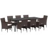 9-delars Matgrupp för Trädgården i Brunt Poly Rattan vidaXL 200 x 80 x 73 cm – miniatyr 2