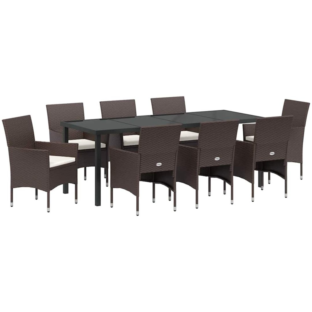 9-delars Matgrupp för Trädgården i Brunt Poly Rattan vidaXL 200 x 80 x 73 cm – bild 2