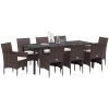 9-delars Matgrupp för Trädgården i Brunt Poly Rattan vidaXL 200 x 80 x 73 cm – miniatyr 3