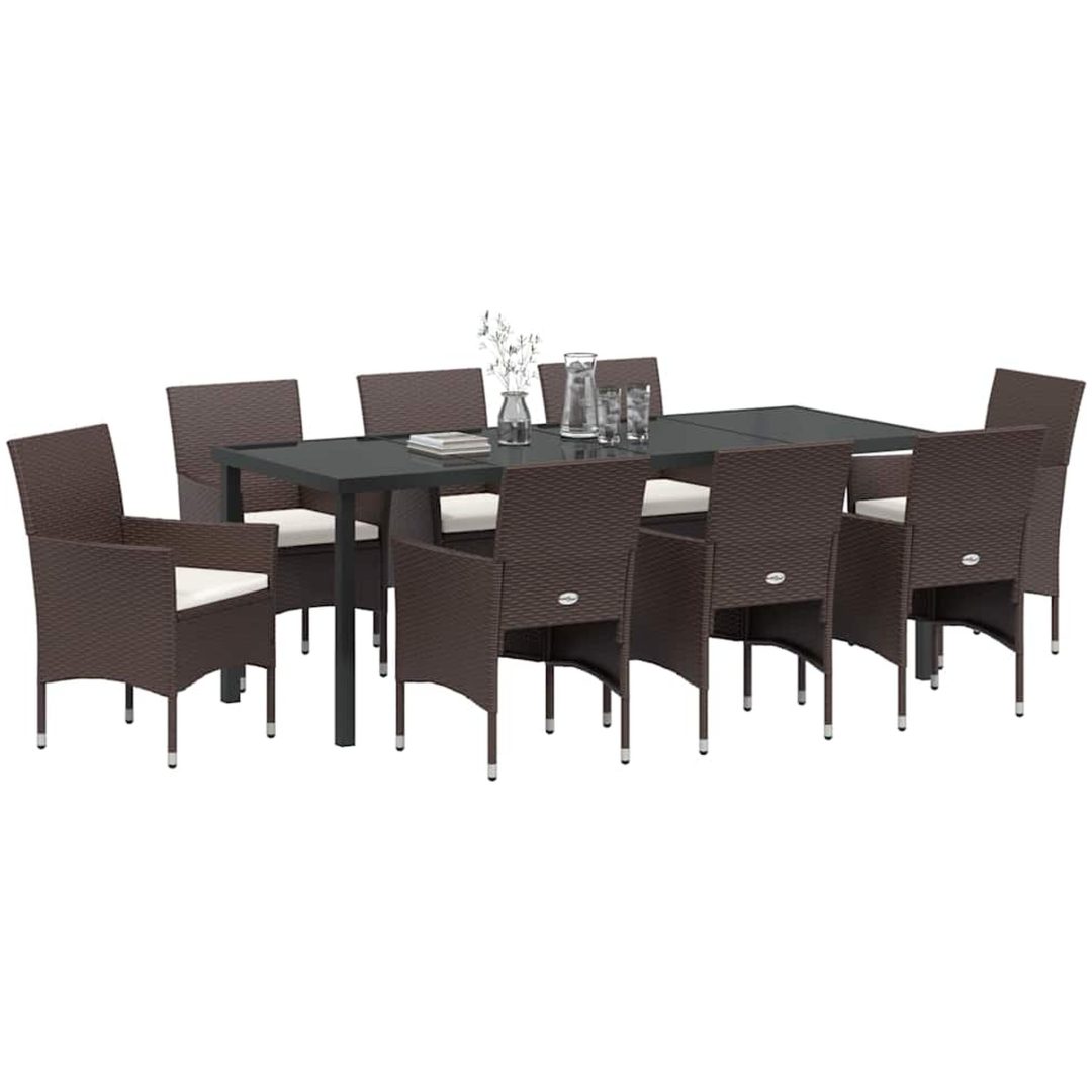 9-delars Matgrupp för Trädgården i Brunt Poly Rattan vidaXL 200 x 80 x 73 cm – bild 3