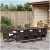 9-delars Matgrupp för Trädgården i Brunt Poly Rattan vidaXL 200 x 80 x 73 cm – miniatyr 4