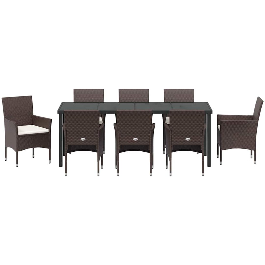 9-delars Matgrupp för Trädgården i Brunt Poly Rattan vidaXL 200 x 80 x 73 cm – bild 6