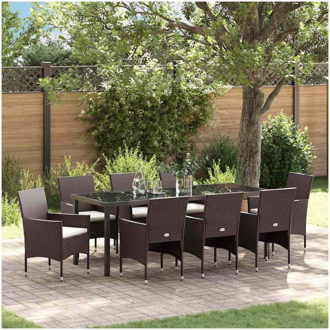 9-delars Matgrupp för Trädgården i Brunt Poly Rattan vidaXL 200 x 80 x 73 cm