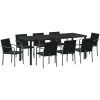 9-delars matgrupp för trädgården med kuddar i svart poly-rattan vidaXL L x b x h: 56 x 59 x 84 cm – miniatyr 2