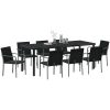 9-delars matgrupp för trädgården med kuddar i svart poly-rattan vidaXL L x b x h: 56 x 59 x 84 cm – miniatyr 3