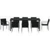 9-delars matgrupp för trädgården med kuddar i svart poly-rattan vidaXL L x b x h: 56 x 59 x 84 cm – miniatyr 6