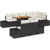 9-delars matsalsset för trädgården med kuddar i svart poly-rattan och akacia vidaXL 100 x 55 x 73 cm – miniatyr 2
