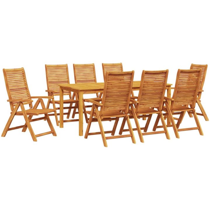 9-delars matset för trädgården i massivt akaciaträ vidaXL 92 x 56 x 18,5 cm (ihopfällda mått) – bild 2