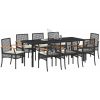 9 Delars Matset För Trädgården Med Kuddar - Svart Poly Rattan vidaXL 200 x 80 x 73 cm – miniatyr 3