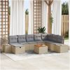 9-delars soffa set med kuddar beige polyrotting vidaXL 55 x 55 x 37 cm – miniatyr 1