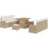 9-delars soffgrupp med kuddar i beige polyrotting vidaXL Stor – miniatyr 2