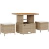 9-delars soffgrupp med kuddar i beige polyrotting vidaXL Stor – miniatyr 6