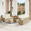 9-delars soffgrupp med kuddar i beige polyrotting vidaXL Stor – miniatyr 1