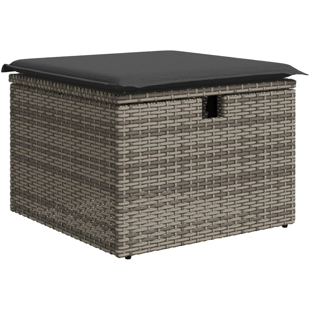 9-delars soffgrupp med kuddar i grått polyrotting vidaXL 100 x 55 x 73 cm – bild 7