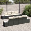 9-delars soffgrupp med kuddar i svart poly rattan vidaXL 55 x 55 x 37 cm – miniatyr 3