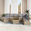 9-delars soffset för trädgården med beige kuddar i polyrotting vidaXL 100 x 55 x 73 cm – miniatyr 3