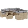 9-delars soffset för trädgården med kuddar, beige polyroting vidaXL 100 x 55 x 73 cm – miniatyr 2