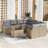 9-delars soffset för trädgården med kuddar, beige polyroting vidaXL 100 x 55 x 73 cm – miniatyr 1
