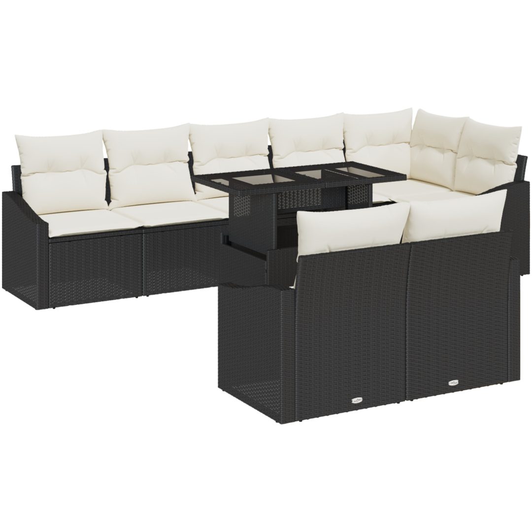 9-delars Soffset med Kuddar Svart Poly Rattan vidaXL 100 x 55 x 73 cm – bild 2