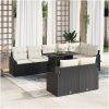 9-delars Soffset med Kuddar Svart Poly Rattan vidaXL 100 x 55 x 73 cm – miniatyr 1