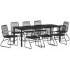 9 Delars Trädgårds Matbord Set i Svart PVC Rattan vidaXL 200 x 80 x 73 cm – miniatyr 2