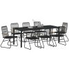 9 Delars Trädgårds Matbord Set i Svart PVC Rattan vidaXL 200 x 80 x 73 cm – miniatyr 3