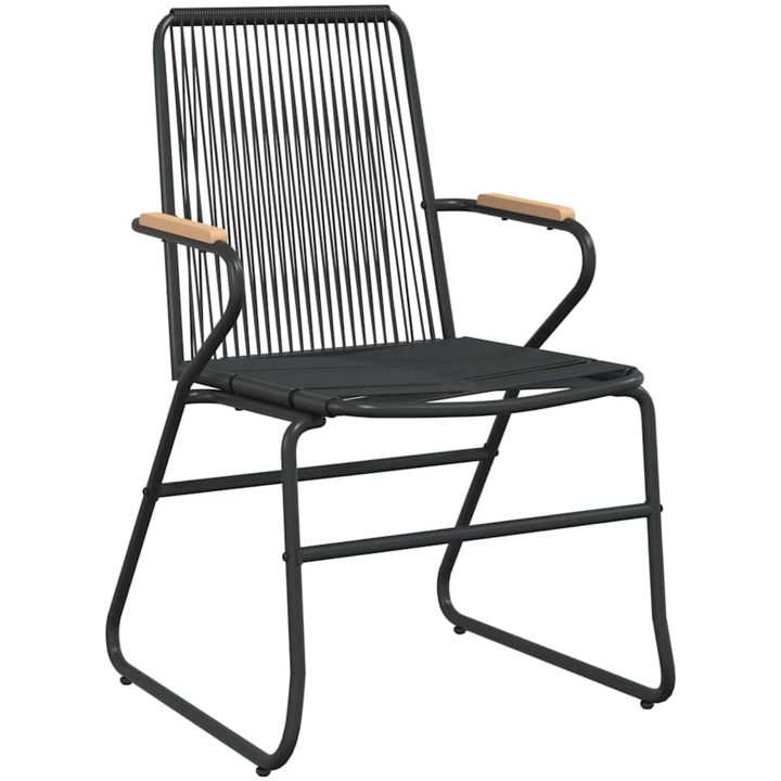 9 Delars Trädgårds Matbord Set i Svart PVC Rattan vidaXL 200 x 80 x 73 cm – bild 6