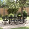 9 Delars Trädgårds Matbord Set i Svart PVC Rattan vidaXL 200 x 80 x 73 cm – miniatyr 1