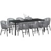 9-delars Trädgårds-matbordset i grå poly-rattan vidaXL 200 x 80 x 73 cm – miniatyr 3