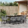 9-delars Trädgårds-matbordset i grå poly-rattan vidaXL 200 x 80 x 73 cm – miniatyr 4
