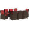9 Delars Trädgårds Matgrupp Brun Poly Rattan vidaXL 200 x 80 x 73 cm – miniatyr 2