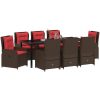 9 Delars Trädgårds Matgrupp Brun Poly Rattan vidaXL 200 x 80 x 73 cm – miniatyr 3