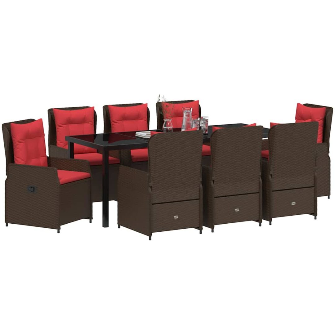 9 Delars Trädgårds Matgrupp Brun Poly Rattan vidaXL 200 x 80 x 73 cm – bild 3