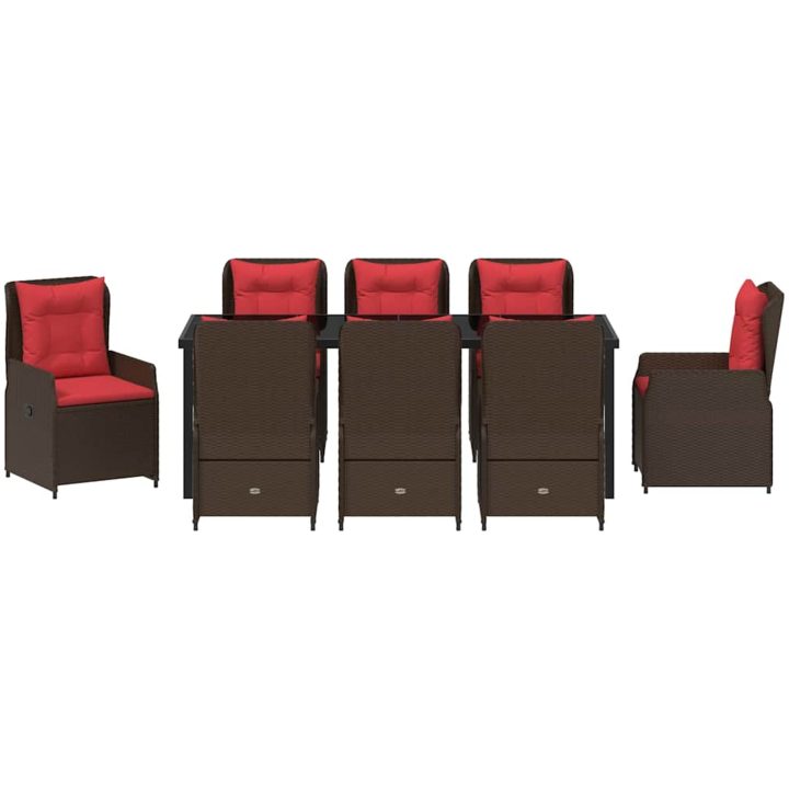 9 Delars Trädgårds Matgrupp Brun Poly Rattan vidaXL 200 x 80 x 73 cm – bild 6