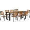 9-delars trädgårds matgrupp grå poly rattan akacia vidaXL 8 - Sits – miniatyr 3